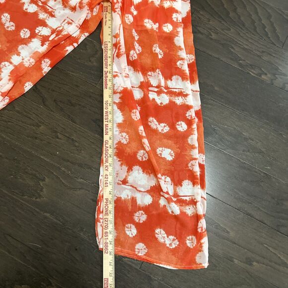 Forgotten Grace Orange Sheer Lined Rouched Waist Pants Flowy Boho Breezy Size M - Picture 5 of 7